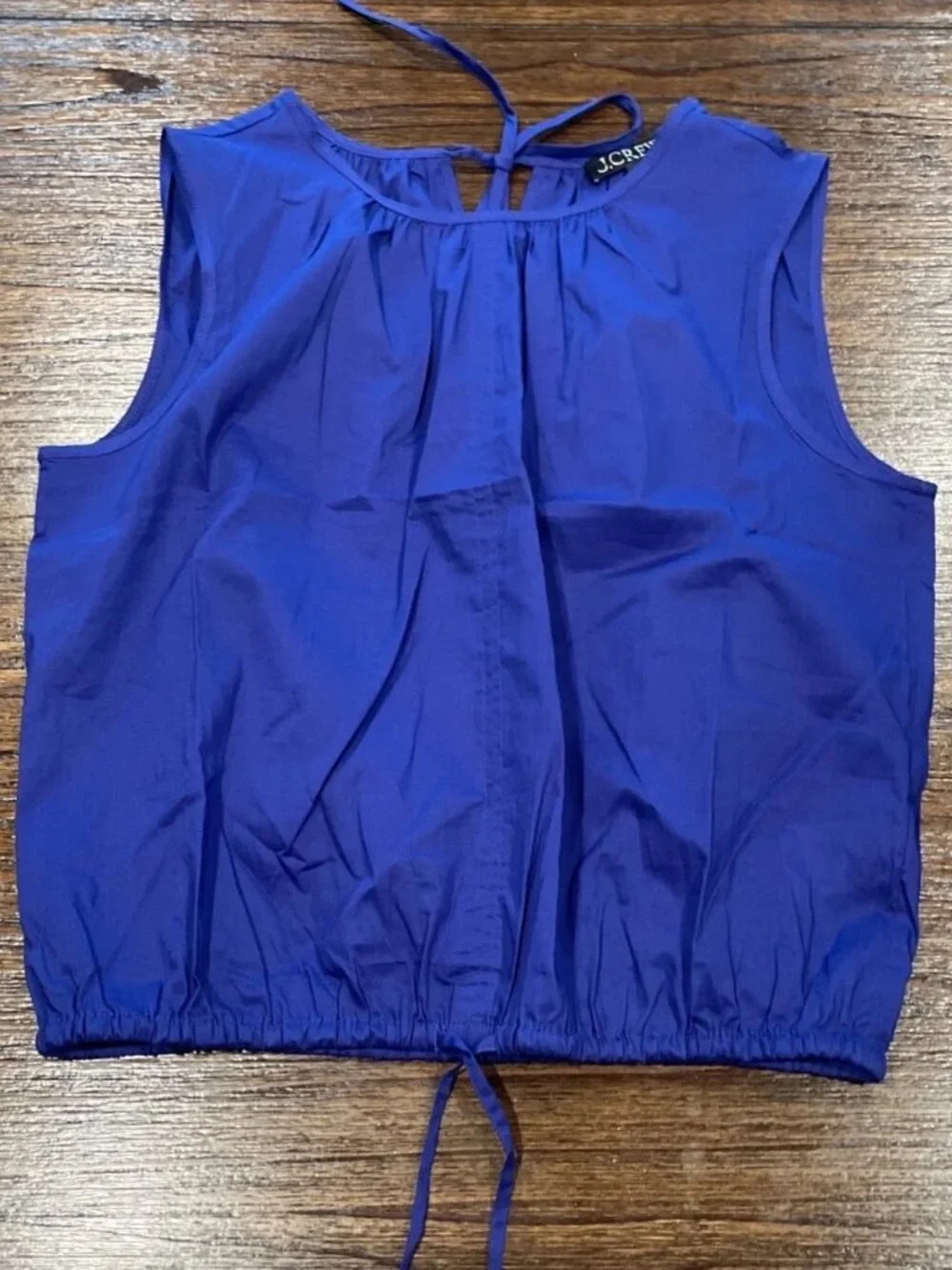 J. Crew Indigo Blue Sleeveless Drawstring-Waist Tank S NWT
